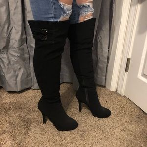 Black thigh high boots